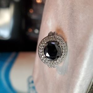 Black Spinel ring size 8 sterling silver